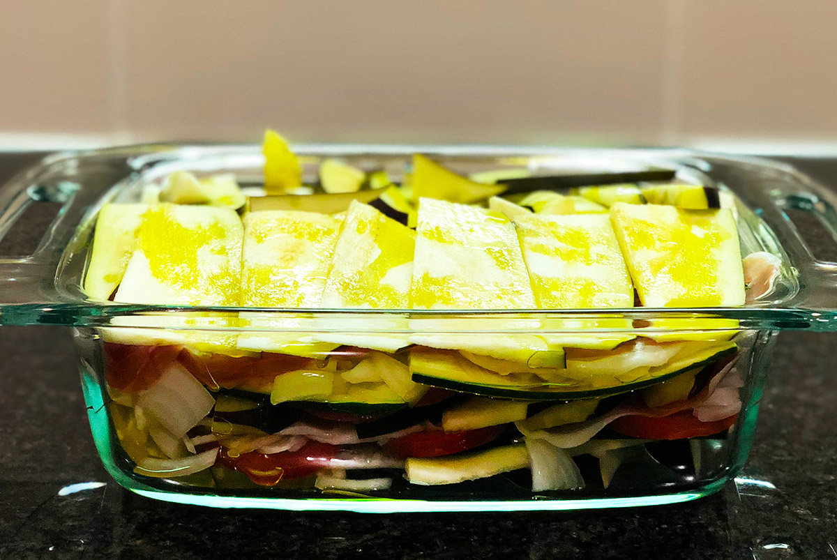 生ハムと野菜のオーブン焼き